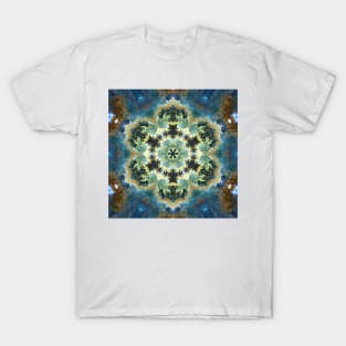 Psychedelic Kaleidoscope Blue Yellow and Brown T-Shirt